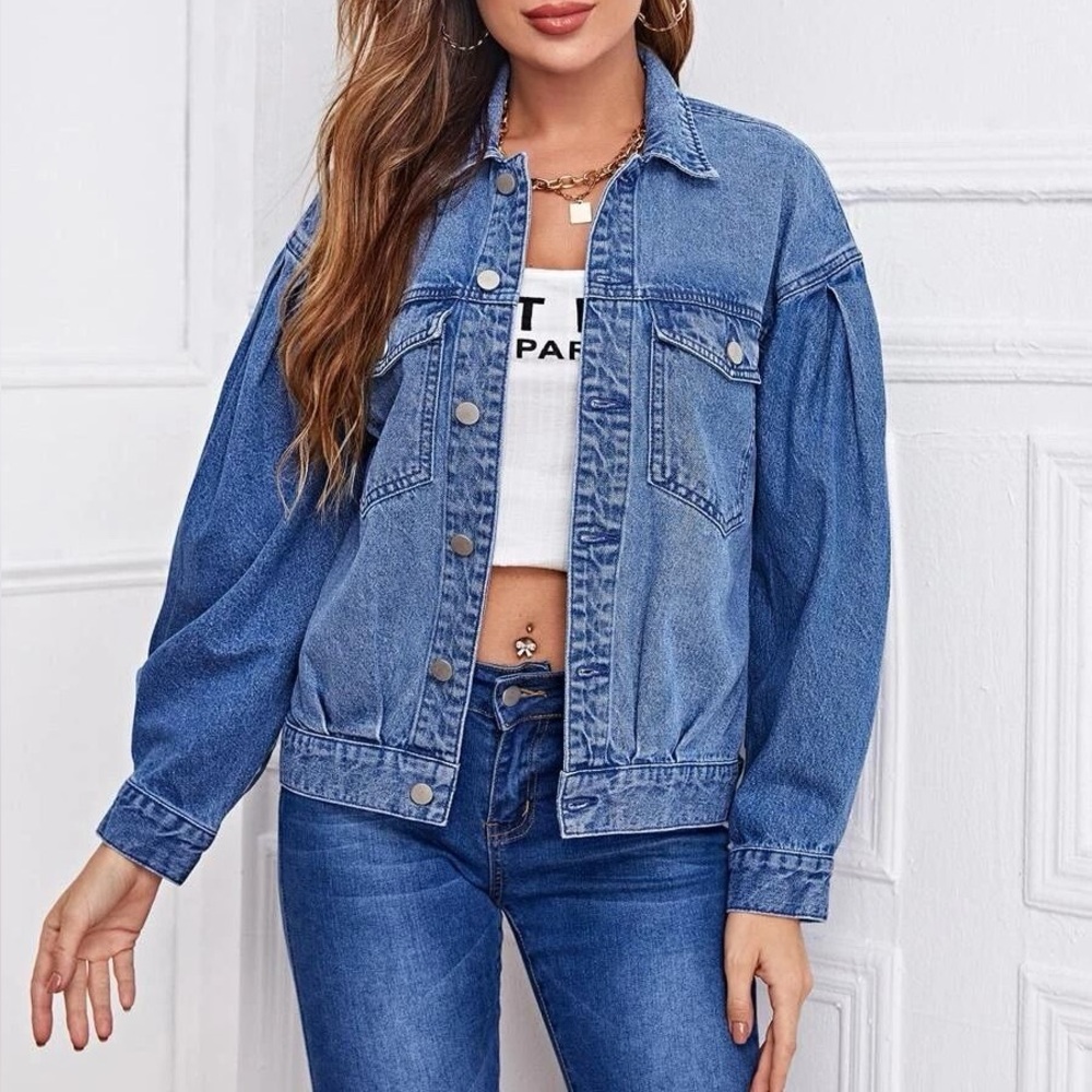 SHEIN Oversized Classic Denim Trucker Jacket